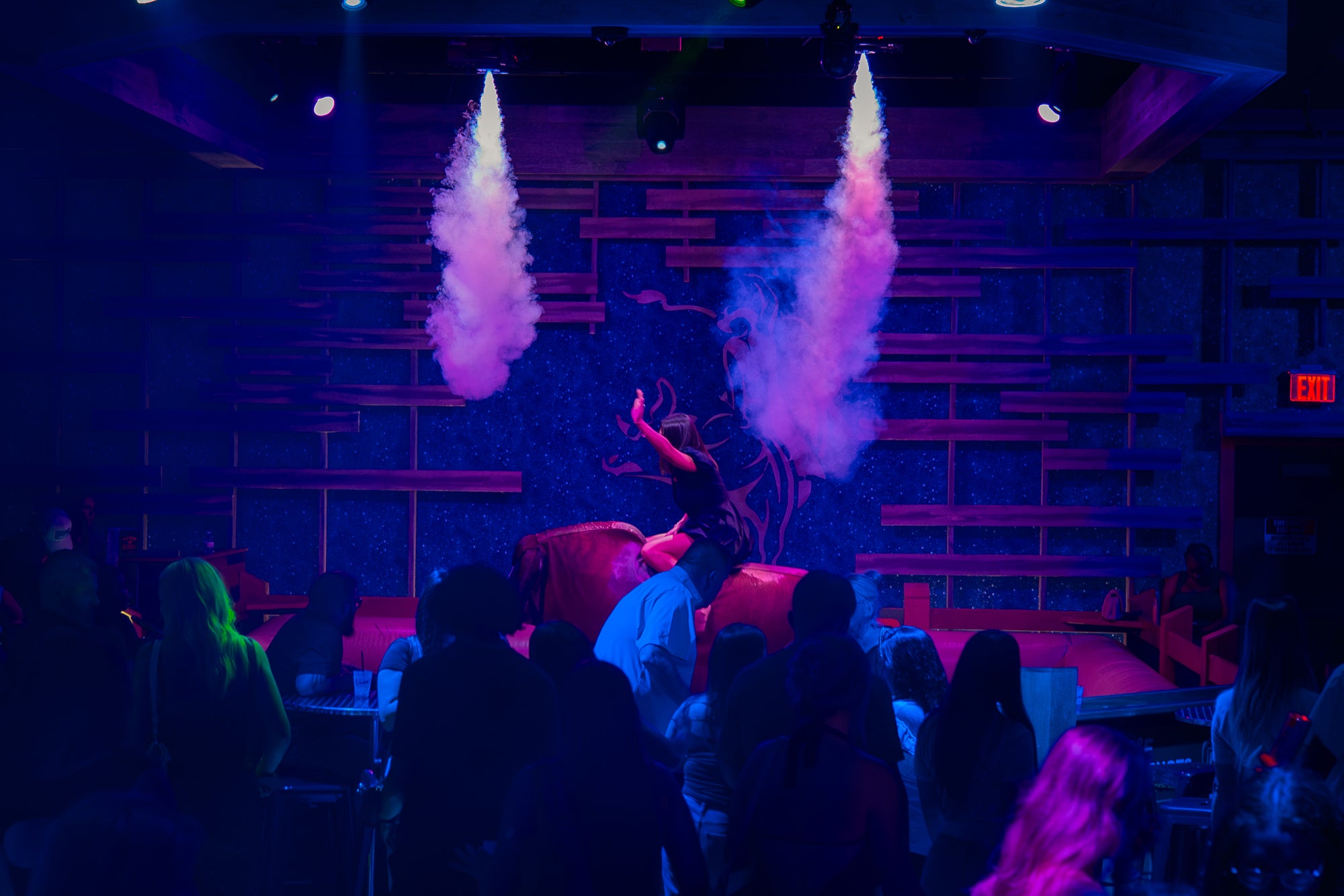 Dance floor filled with event lighting during a Treetop Entertainment night